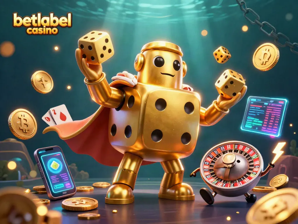 Experience thrilling excitement at BetLabel Casino with our unique 3D illustration showcasing crypto elements.